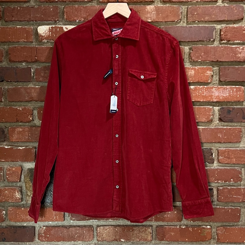 Johnnie-O men's‎ Hangin' Out Kodiak corduroy long sleeve malibu red size medium